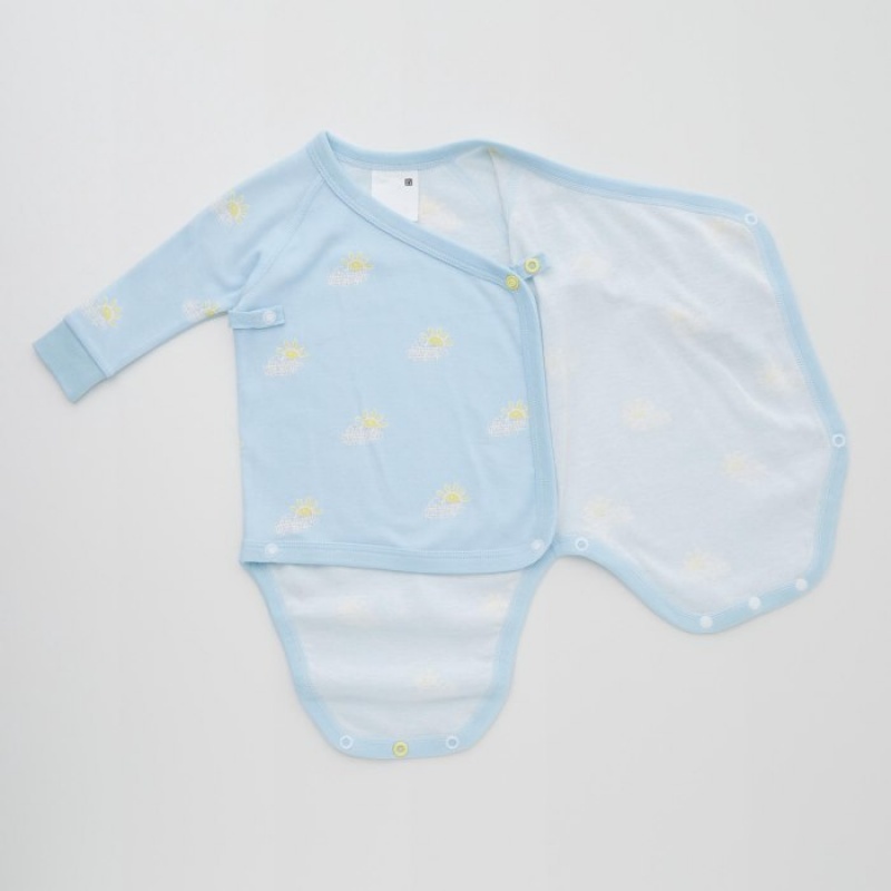 Uniqlo Joy of Print Long-Sleeve (Open Front) Body Baby Blau | FTRI-21395