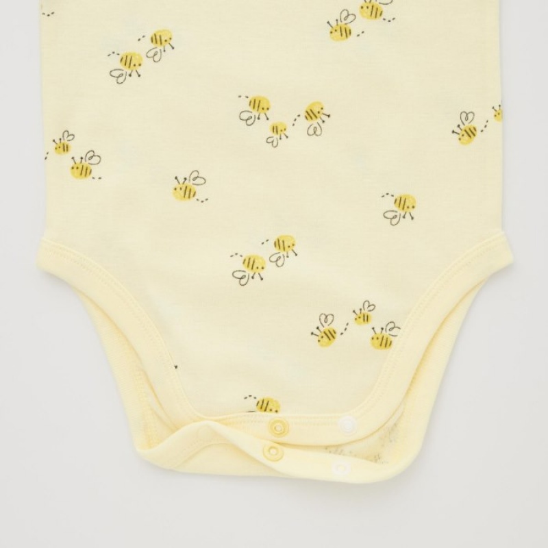 Uniqlo Joy of Print Long Sleeve Body Baby Gelb | ENDI-58097