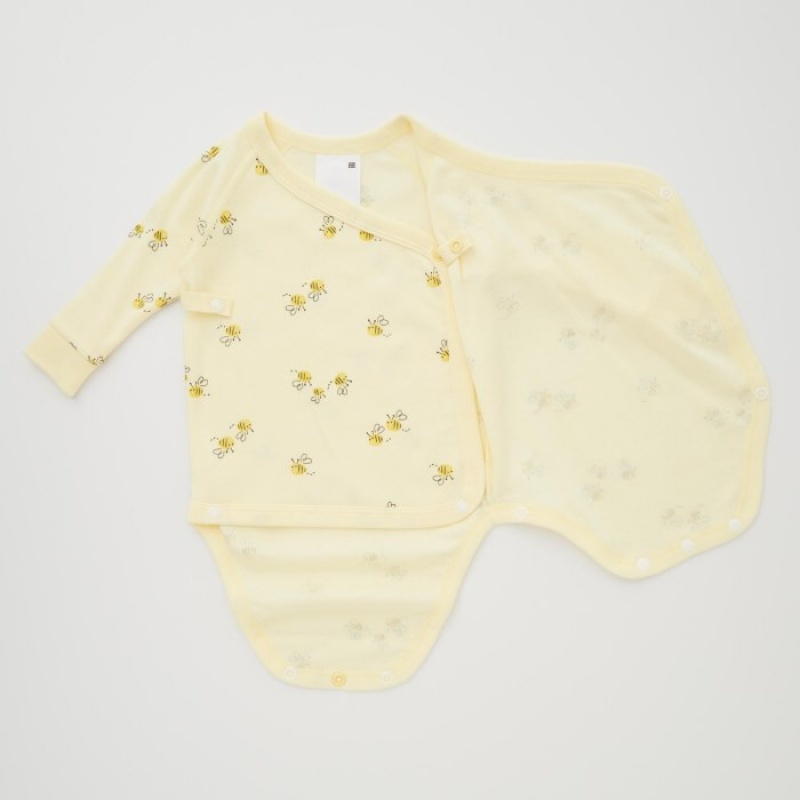 Uniqlo Joy of Print Long Sleeve Body Baby Gelb | CFKM-17953