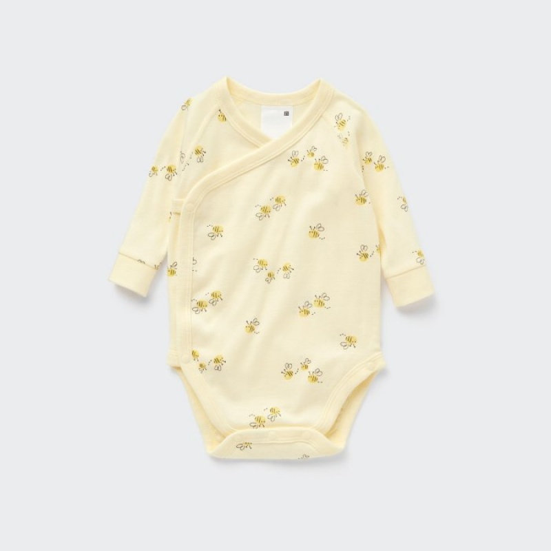 Uniqlo Joy of Print Long Sleeve Body Baby Gelb | CFKM-17953