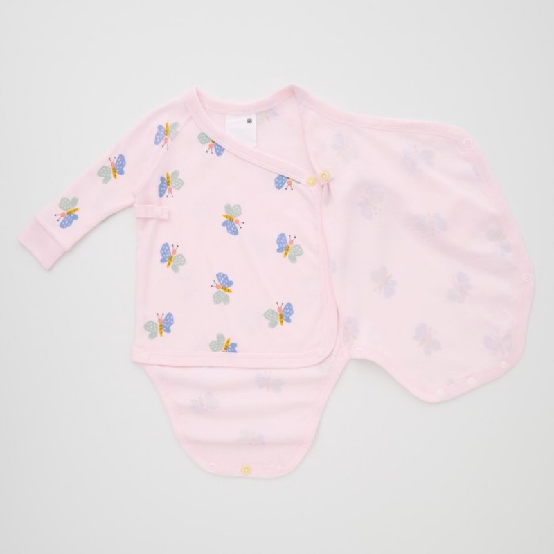 Uniqlo Joy of Print Long Sleeve Body Baby Rosa | JOKP-84205