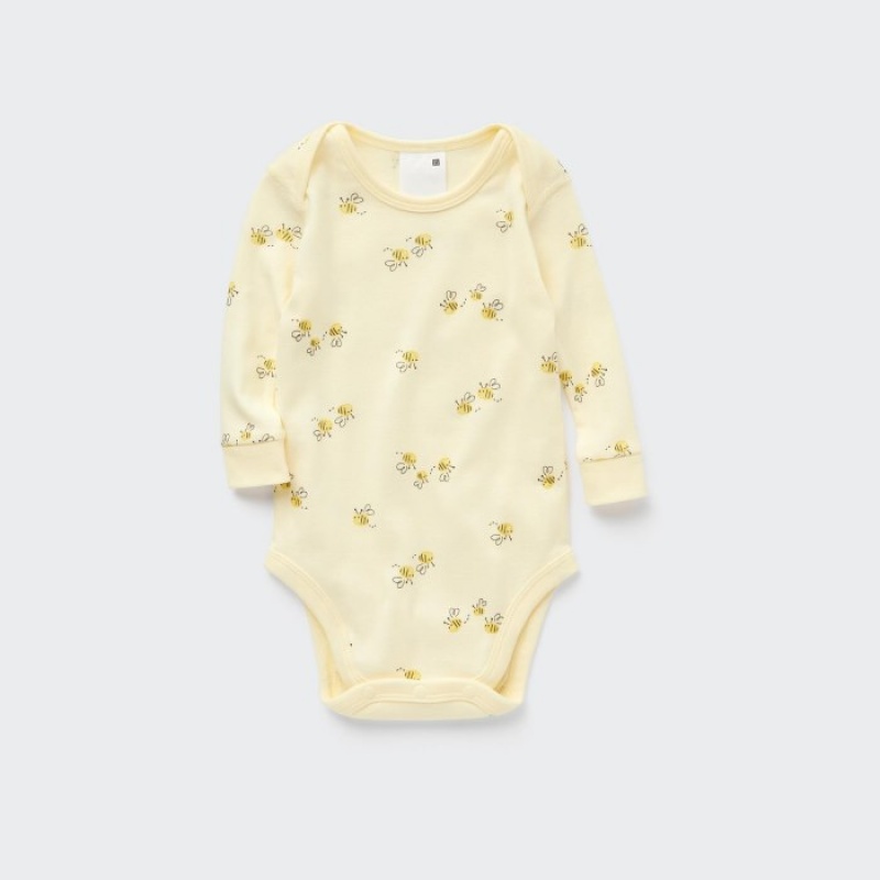 Uniqlo Joy of Print Long Sleeve Body Baby Gelb | EMVB-68179