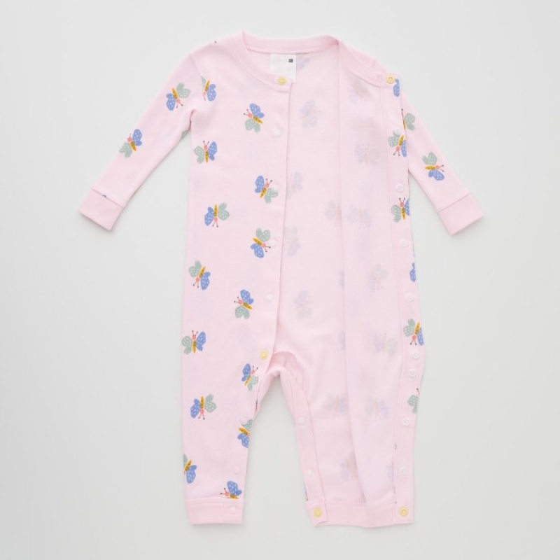 Uniqlo Joy of Print Outfit Long Sleeve (Butterfly) Einteiler Baby Rosa | PMVN-20468