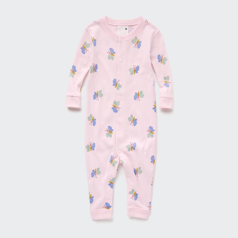 Uniqlo Joy of Print Outfit Long Sleeve (Butterfly) Einteiler Baby Rosa | PMVN-20468