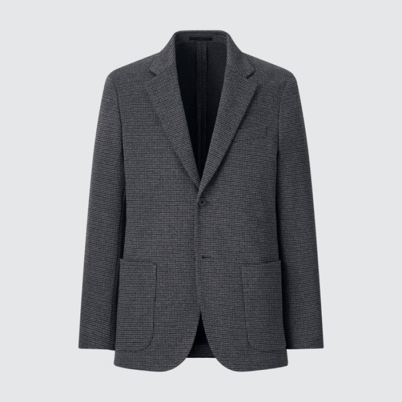 Uniqlo Kompfort Jacket (Houndstooth) Blazer Damen Grau | GCKF-45106