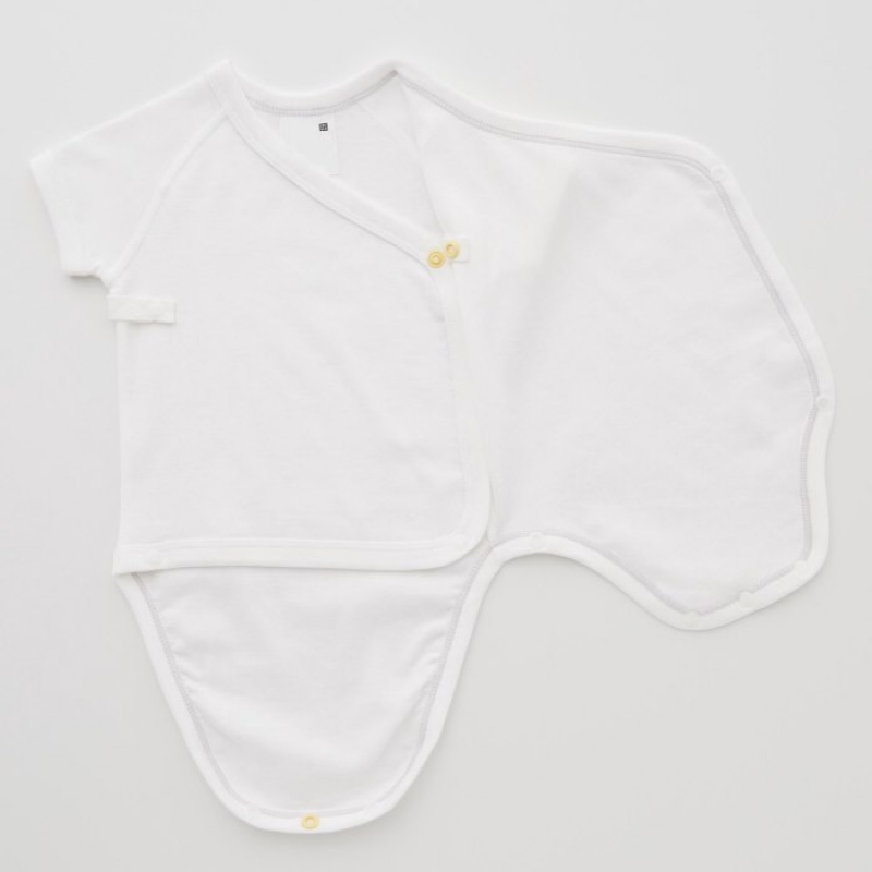 Uniqlo Kurzes-Sleeve (Open Front) Body Baby Weiß | EDNH-58462