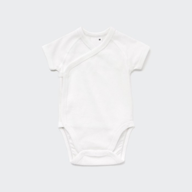 Uniqlo Kurzes-Sleeve (Open Front) Body Baby Weiß | EDNH-58462