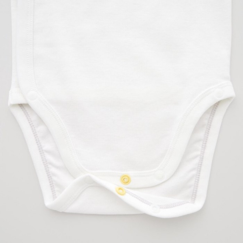 Uniqlo Kurzes-Sleeve (Open Front) Body Baby Weiß | JEZW-54230