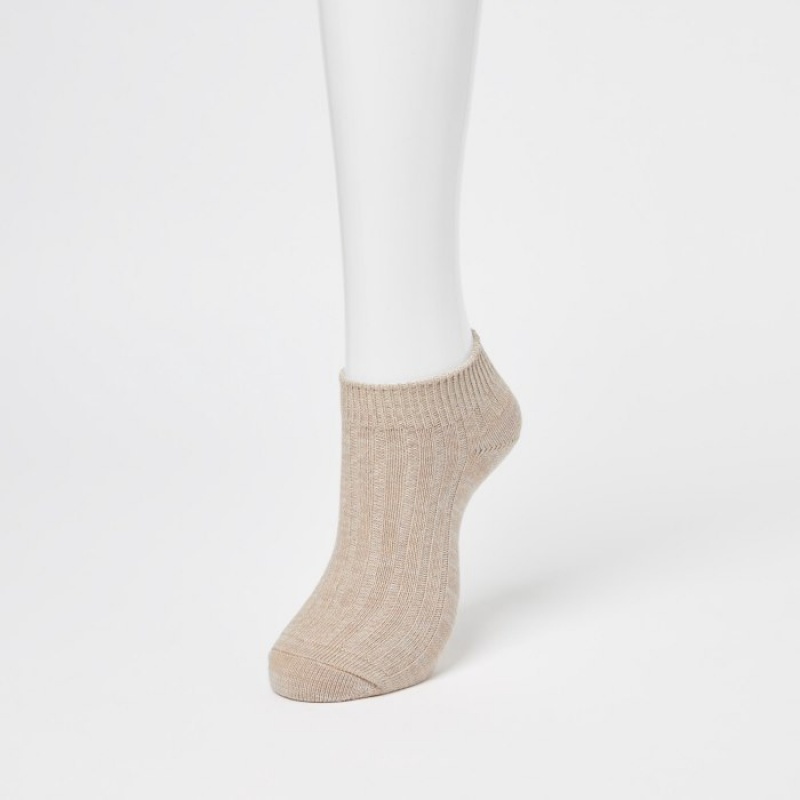 Uniqlo Kurzes 3 Pack (Mix Yarn Gerippt) Socken Damen Beige | ENSI-78649