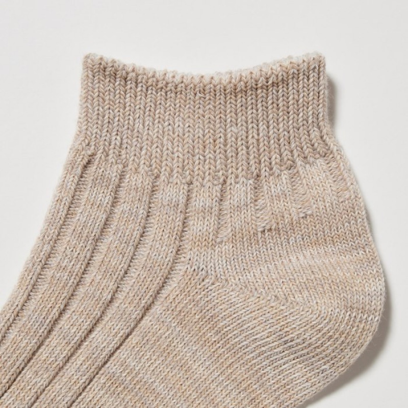 Uniqlo Kurzes 3 Pack (Mix Yarn Gerippt) Socken Damen Beige | ENSI-78649