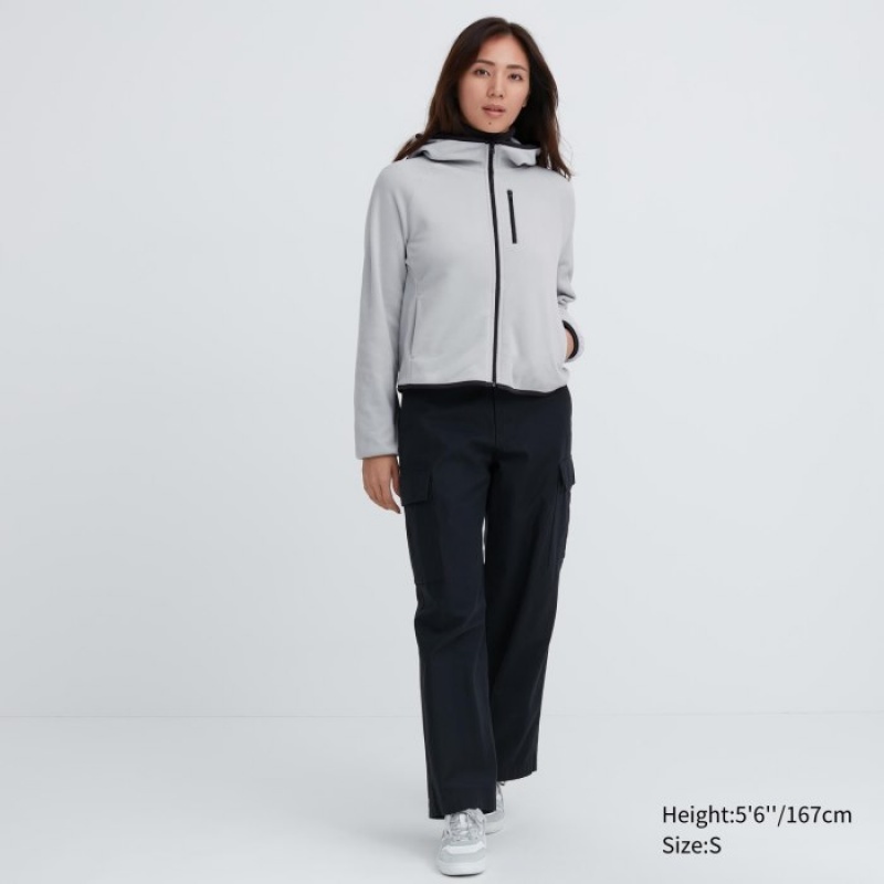 Uniqlo Light Fleece Full-Zip Hoodie Damen Blau | RKAU-90264