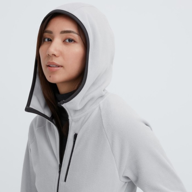 Uniqlo Light Fleece Full-Zip Hoodie Damen Blau | RKAU-90264