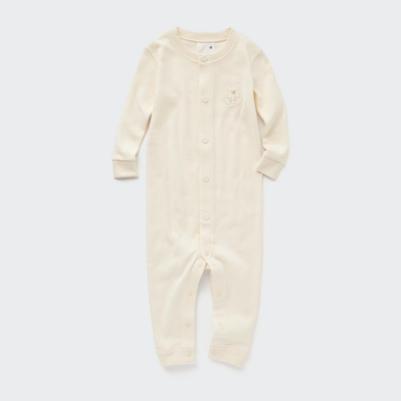 Uniqlo Long-Sleeve Outfit Einteiler Baby Weiß | CFKL-36145