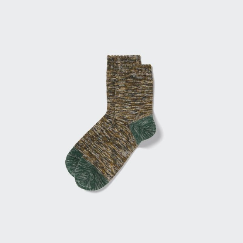 Uniqlo Melange Half Socken Herren Olivgrün | QESJ-31740