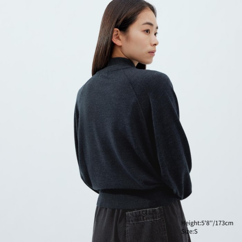 Uniqlo Merino Blend Volume Long-Sleeve Pullover Damen Schwarz | IEKM-38270