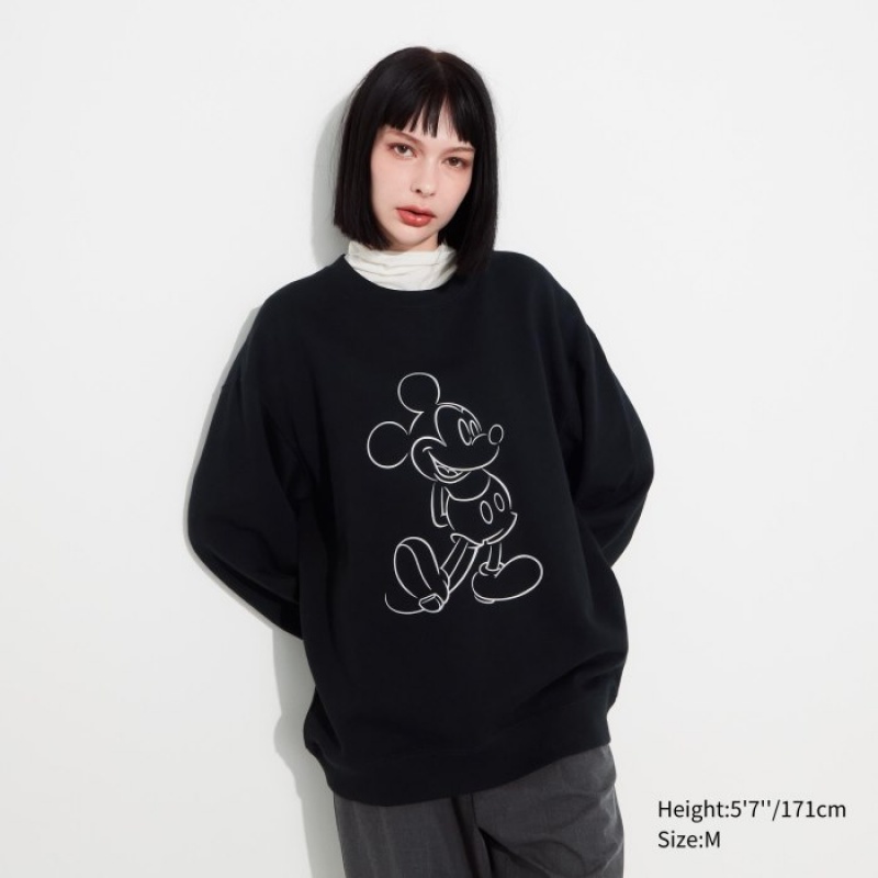 Uniqlo Mickey Shines Long-Sleeve Sweatshirt Damen Schwarz | COGK-35902