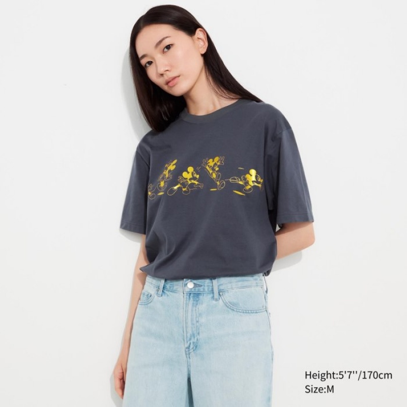 Uniqlo Mickey Shines UT (Kurzes-Sleeve) Graphic T Shirt Damen Grau | TXGF-49502