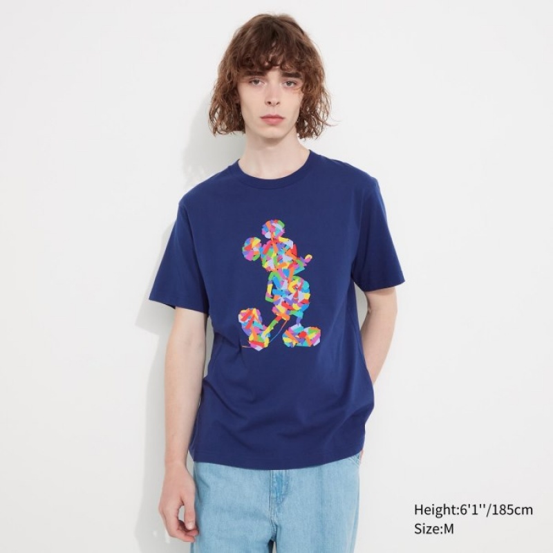 Uniqlo Mickey Stands UT (Kurzes-Sleeve) Graphic T Shirt Damen Blau | QFVL-47603