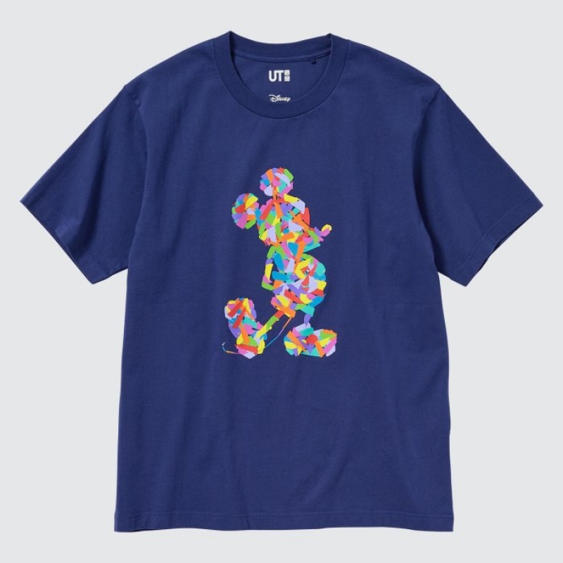 Uniqlo Mickey Stands UT (Kurzes-Sleeve) Graphic T Shirt Damen Blau | QFVL-47603