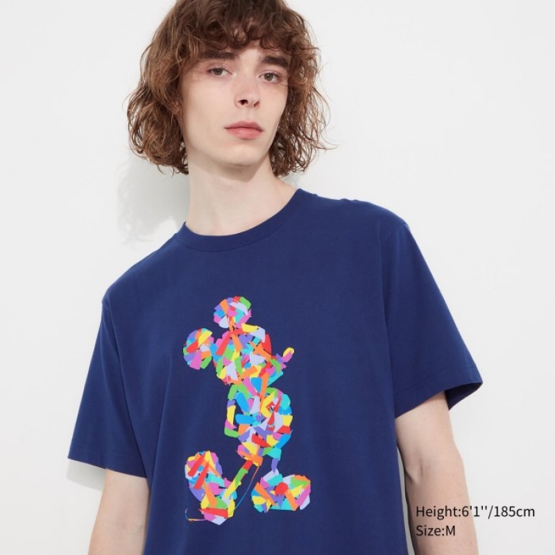 Uniqlo Mickey Stands UT (Kurzes-Sleeve) Graphic T Shirt Damen Blau | QFVL-47603