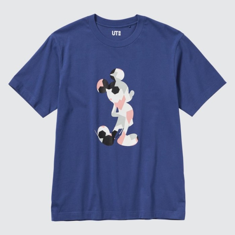 Uniqlo Mickey Stands UT (Kurzes Sleeve) Graphic T Shirt Damen Blau | QVMO-71390