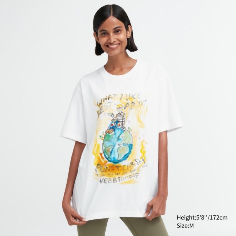 Uniqlo PEACE FOR ALL Kurzes-Sleeve Graphic (Francesco Risso) T-Shirt Damen Weiß | IMAC-24501