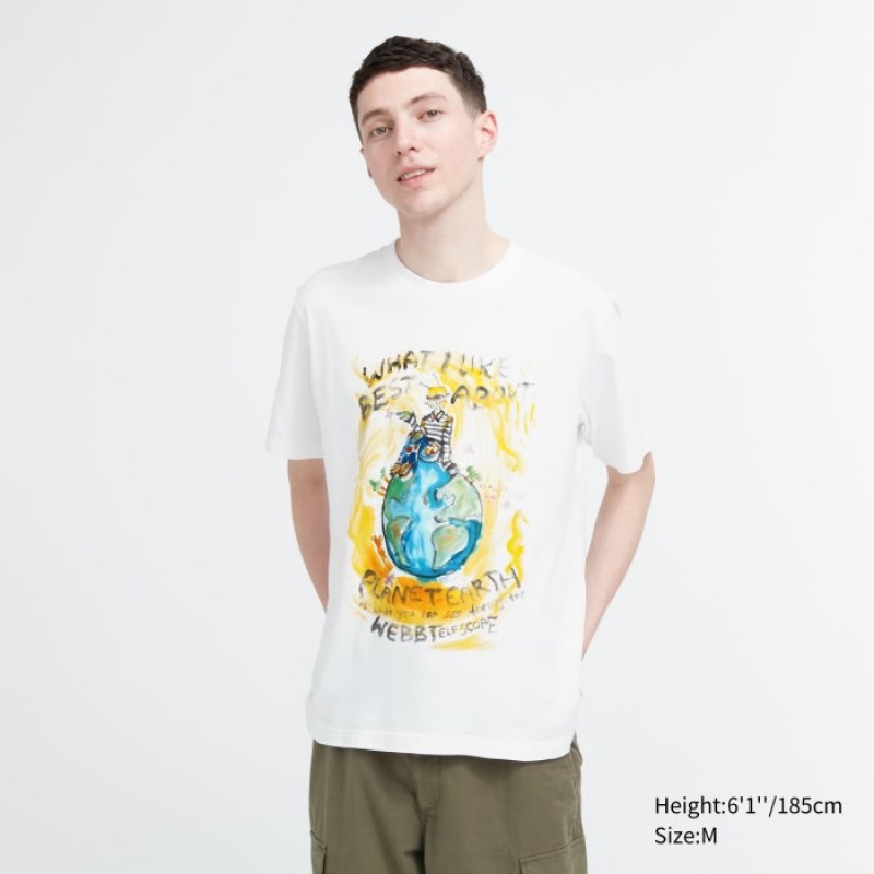 Uniqlo PEACE FOR ALL Kurzes-Sleeve Graphic (Francesco Risso) T-Shirt Damen Weiß | IMAC-24501