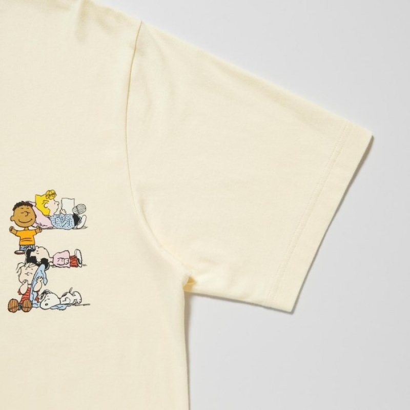 Uniqlo PEACE FOR ALL Kurzes-Sleeve Graphic (Peanuts) T-Shirt Damen Gelb | AVMK-41052