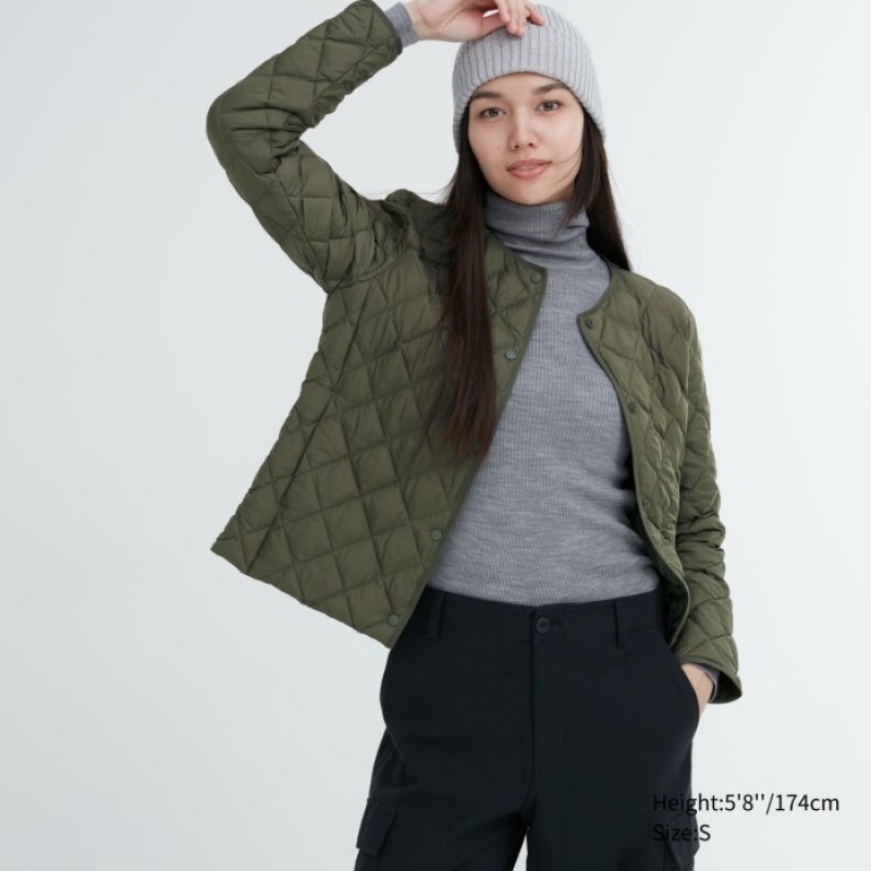 Uniqlo PUFFTECH Gesteppt (Warm Gepolstert) Jacken Damen Olivgrün | XYVH-40561