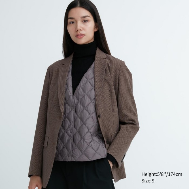 Uniqlo PUFFTECH Gesteppt (Warm Gepolstert) Weste Damen Dunkelbraun | FGCR-57480