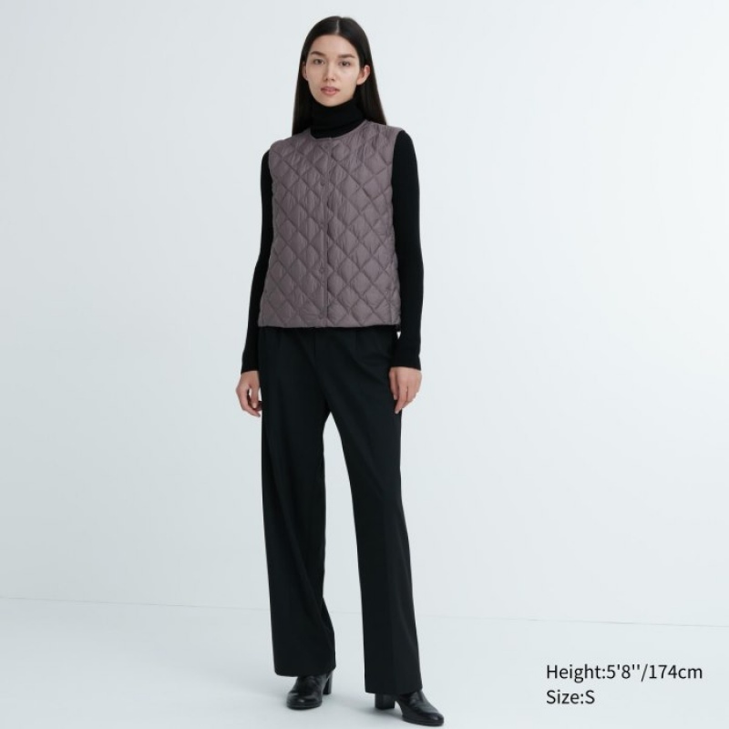 Uniqlo PUFFTECH Gesteppt (Warm Gepolstert) Weste Damen Dunkelbraun | FGCR-57480