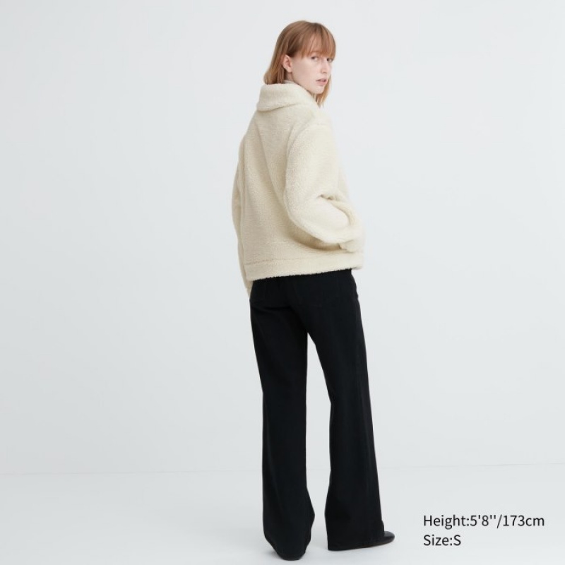 Uniqlo Pile-Gefütterte Fleece Jacken Damen Schwarz | QZVS-83492