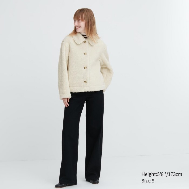 Uniqlo Pile-Gefütterte Fleece Jacken Damen Weiß | WOPL-01725