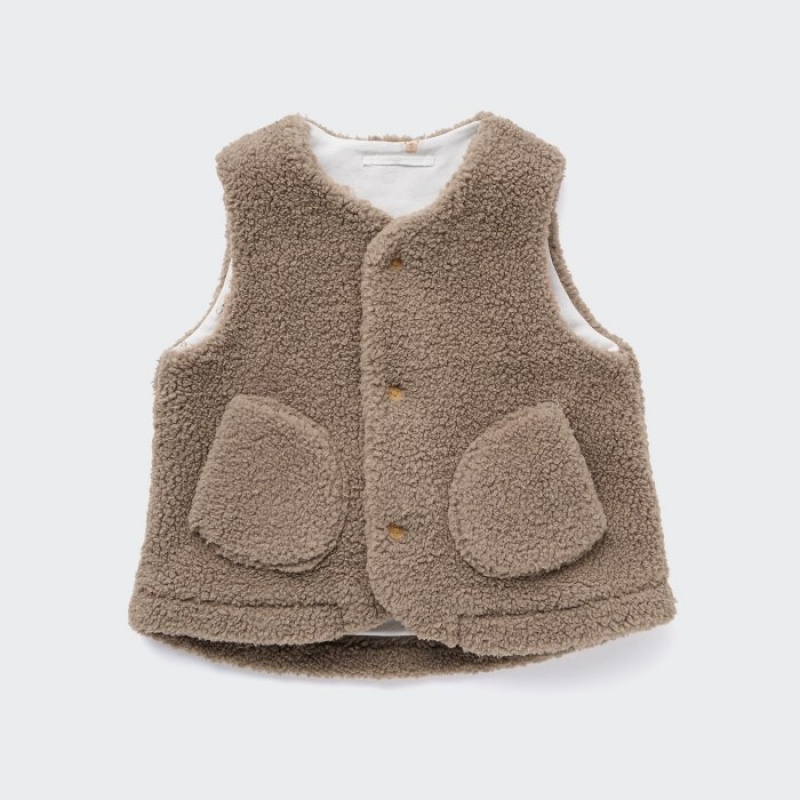 Uniqlo Pile-Gefütterte Fleece Reversible Weste Baby Braun | RCPE-87046