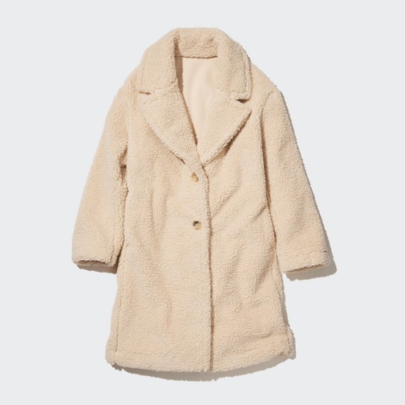 Uniqlo Pile-Gefütterte Fleece Tailored Mäntel Damen Beige | HIXY-59478