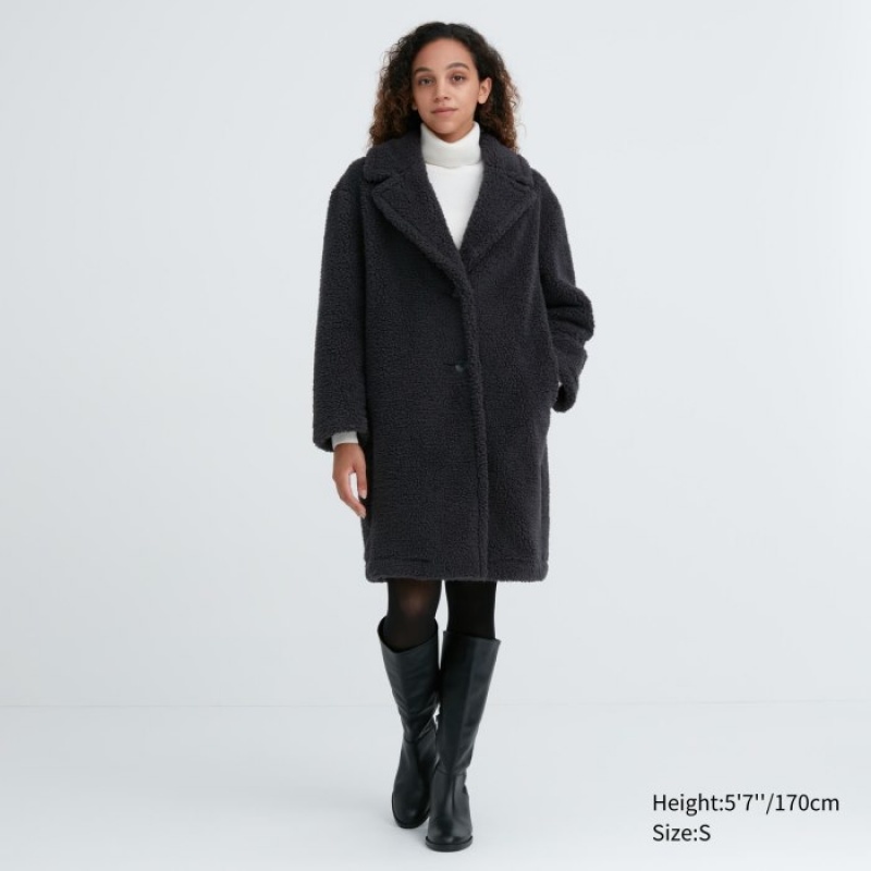 Uniqlo Pile-Gefütterte Fleece Tailored Mäntel Damen Dunkelgrau | LCRH-08412