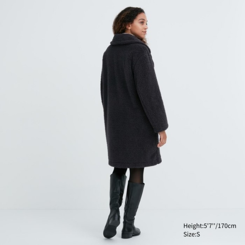 Uniqlo Pile-Gefütterte Fleece Tailored Mäntel Damen Dunkelgrau | LCRH-08412