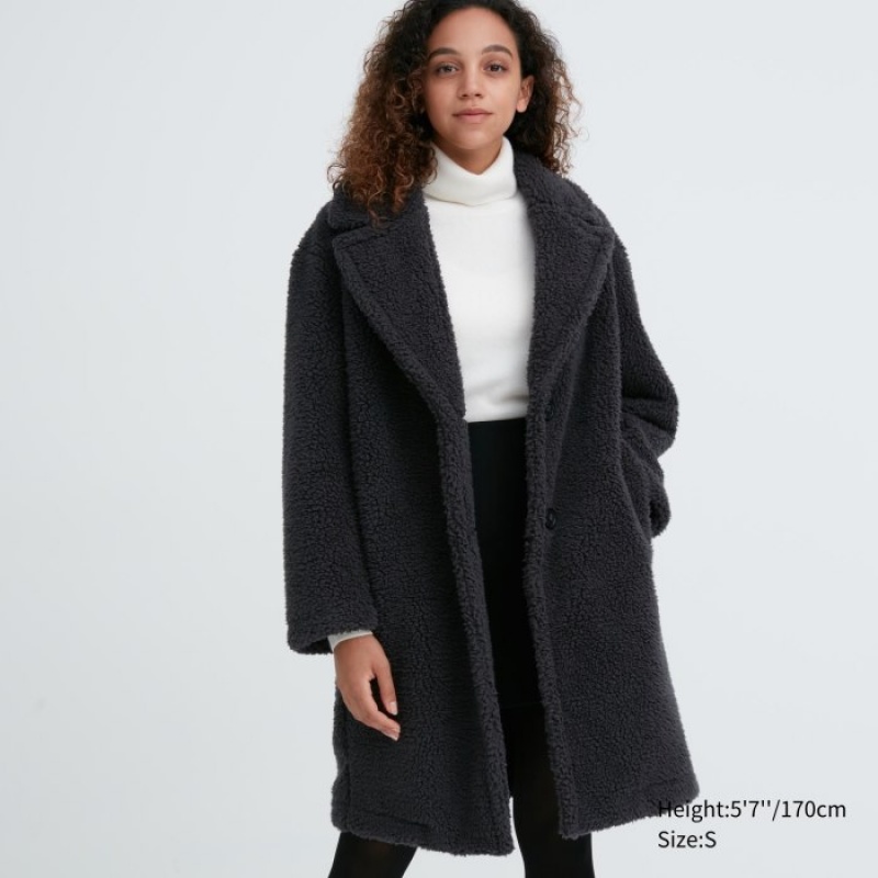 Uniqlo Pile-Gefütterte Fleece Tailored Mäntel Damen Dunkelgrau | LCRH-08412