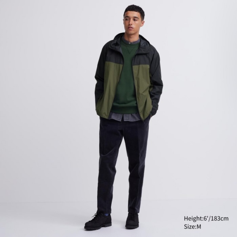 Uniqlo Pocketable UV Protection 3D Cut (Color Block) Parka Herren Olivgrün | VLCA-12849