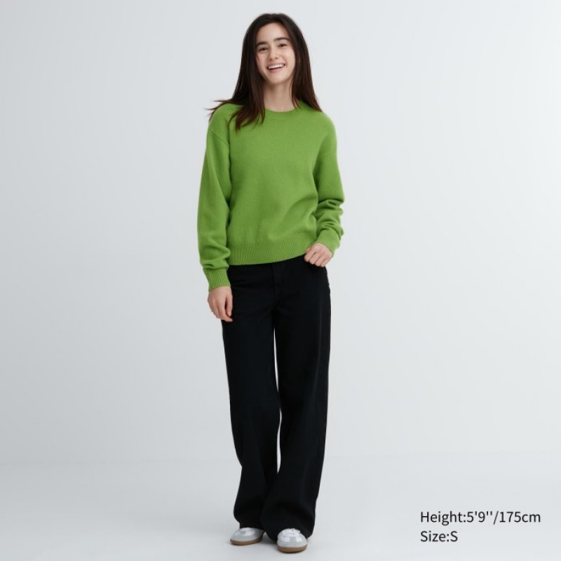 Uniqlo Premium Lambswool Crew Neck Long-Sleeve Pullover Damen Blau | SKDN-02596