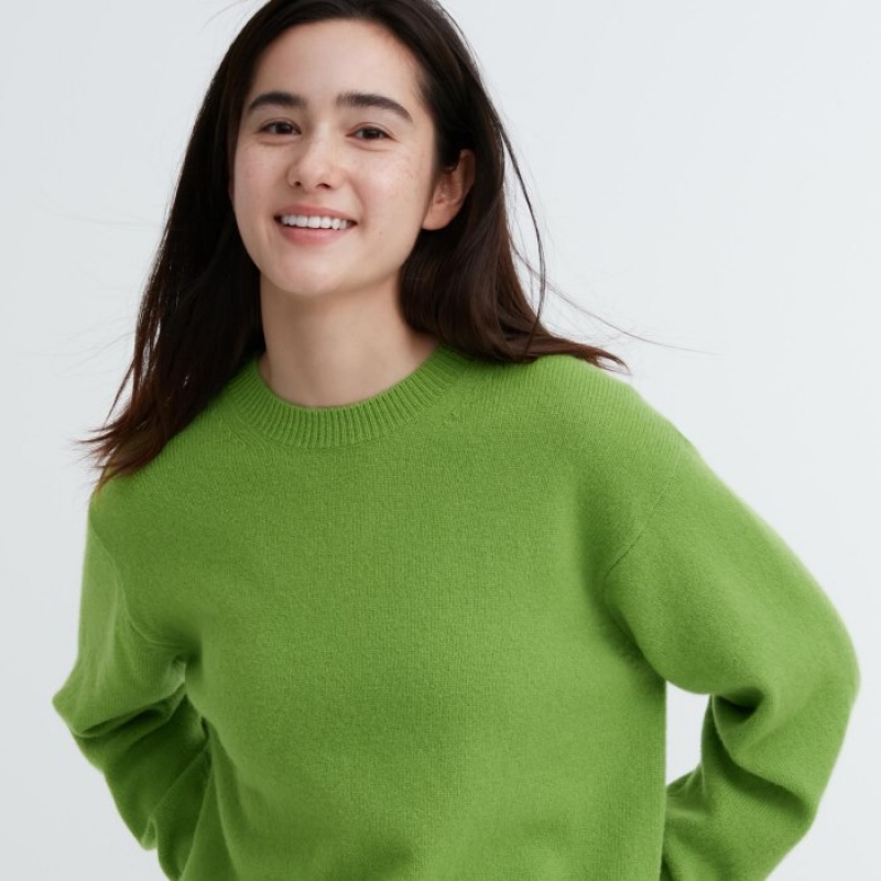 Uniqlo Premium Lambswool Crew Neck Long-Sleeve Pullover Damen Blau | SKDN-02596