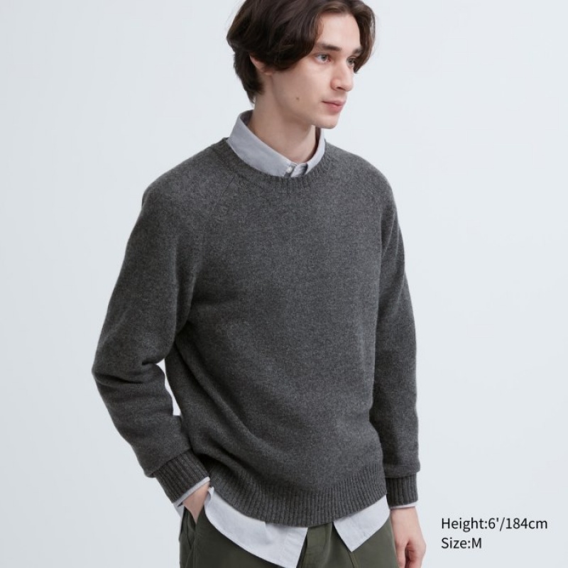 Uniqlo Premium Lambswool Crew Neck Pullover Herren Grau | TFKS-79046