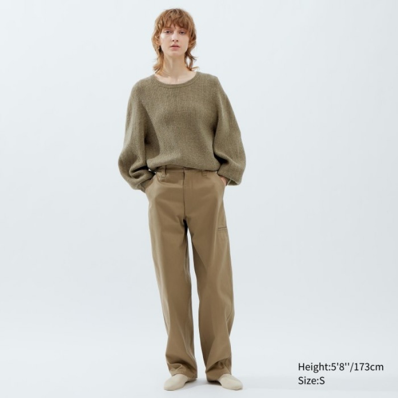 Uniqlo Premium Lambswool Volume Long-Sleeve Pullover Damen Dunkelbraun | JIFG-05162