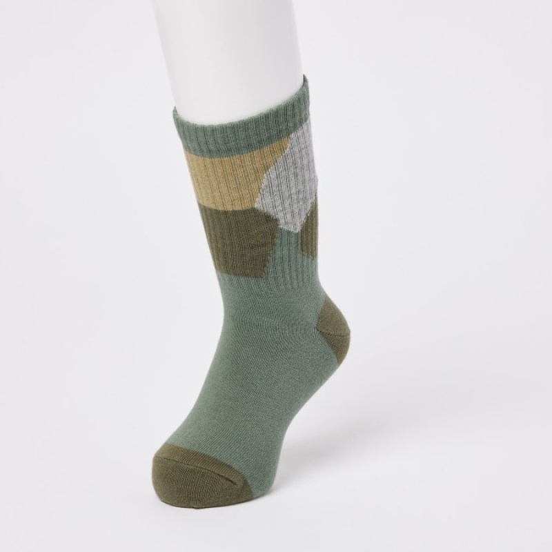 Uniqlo Regular 3 Pack Socken Kinder Olivgrün | KNGL-54307