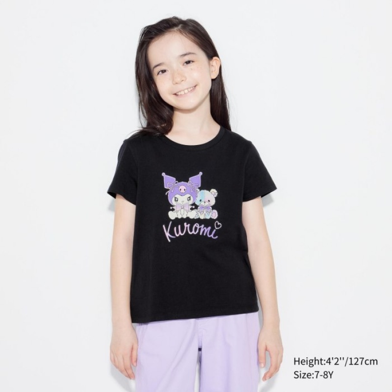 Uniqlo Sanrio characters Cropped UT (Kurzes-Sleeve) Graphic T Shirt Kinder Schwarz | BZCK-35018