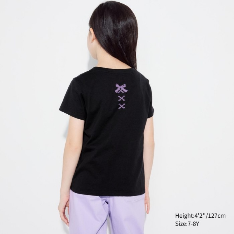 Uniqlo Sanrio characters Cropped UT (Kurzes-Sleeve) Graphic T Shirt Kinder Schwarz | BZCK-35018