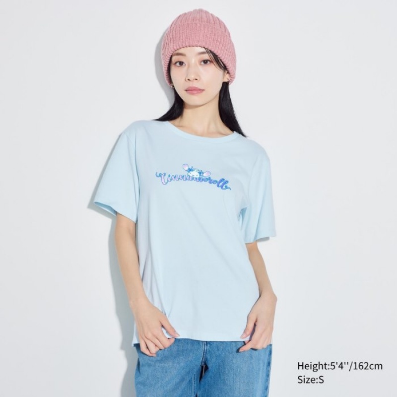 Uniqlo Sanrio characters UT (Kurzes-Sleeve) Graphic T Shirt Damen Hellblau | LZYQ-93780