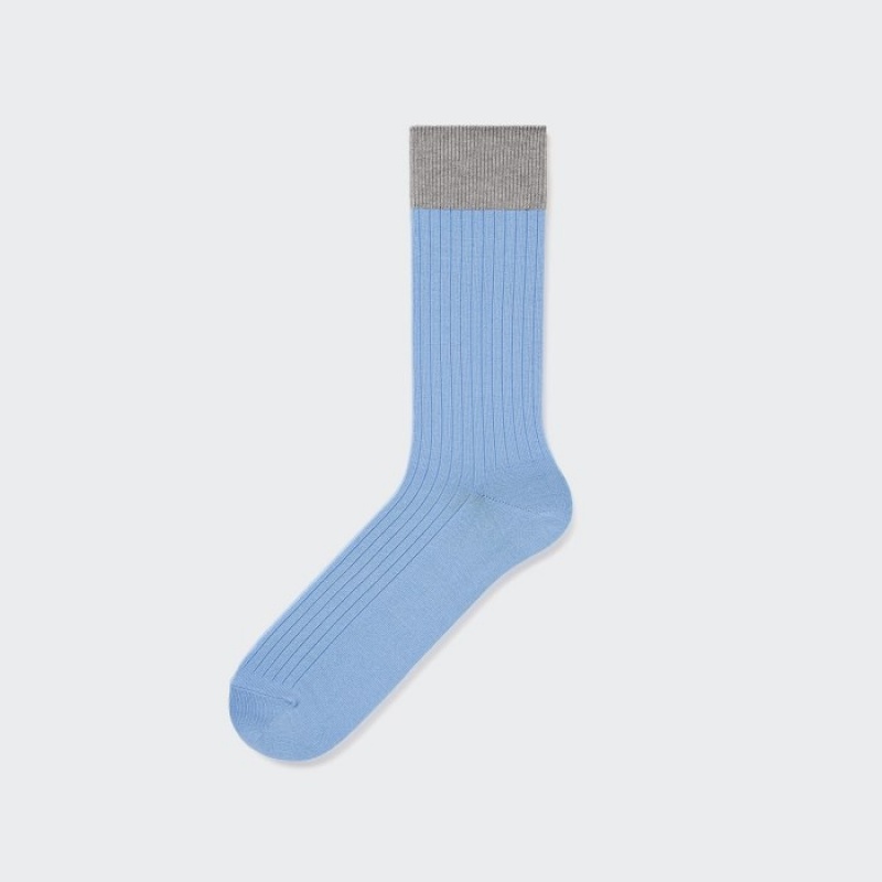 Uniqlo Silket Gerippt Socken Herren Blau | RFHC-09253