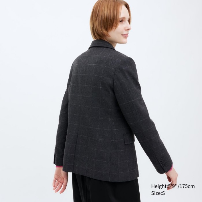 Uniqlo Single Breasted Jacket Blazer Damen Dunkelgrau | ZEDB-49756