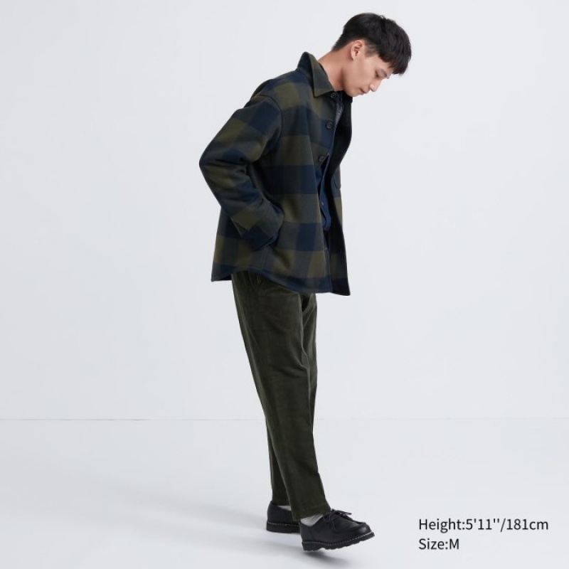 Uniqlo Smart Ankle (2-Way Stretch, Corduroy) Hose Herren Dunkelgrün | VXKZ-25871